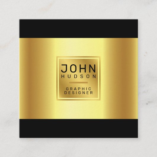 Elegante Black and Gold Business Card Quadratische Visitenkarte (Vorderseite)