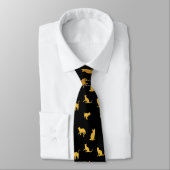 Elegante Black and Gold Cat Neck Tie Krawatte (Gebunden)
