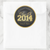 Elegante Black and Gold Class 2014 Runder Aufkleber (Tasche)