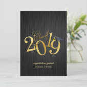 Elegante Black and Gold Class 2019 Abschluss Einladung (Stehend Vorderseite)