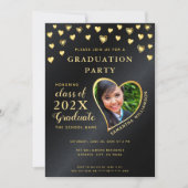 Elegante Black and Gold Class 2025 Abschluss Einladung (Vorderseite)