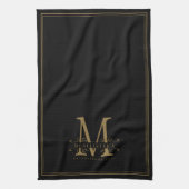 Elegante Black and Gold Class Monogram Familie Geschirrtuch (Vertikal)