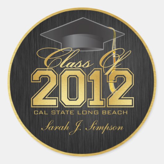 Elegante Black and Gold Class of 2012 Stickers (Vorderseite)