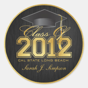 Elegante Black and Gold Class of 2012 Stickers