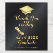 Elegante Black and Gold Custom Vielen Dank Abschlu Weinetikett (Einzelnes Label)