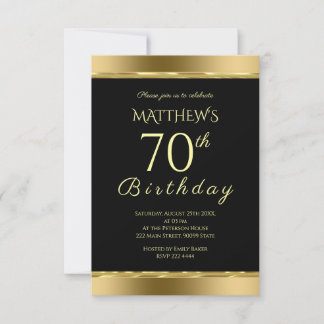 Elegante Black and Gold Einladung zum Geburtstag