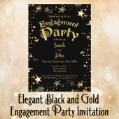 Elegante Black and Gold Engagement Party Einladung