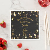 Elegante Black and Gold Engagement Party Serviette (Beispiel)