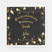 Elegante Black and Gold Engagement Party Serviette (Vorderseite)