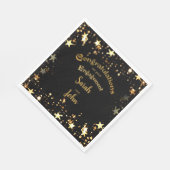 Elegante Black and Gold Engagement Party Serviette (Ecke)