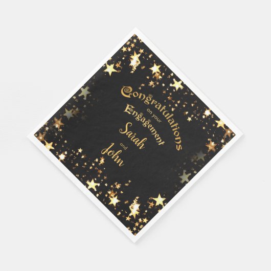 Elegante Black and Gold Engagement Party Serviette (Ecke)