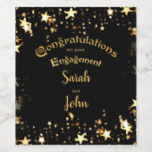 Elegante Black and Gold Engagement Party Weinetikett (Einzelnes Label)