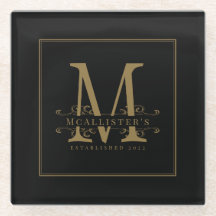 Elegante Black and Gold Family Monogram Class  