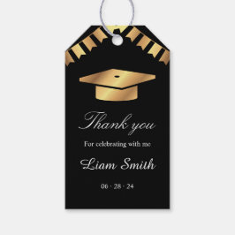 Elegante Black and Gold Gaduation Vielen Dank für  Geschenkanhänger