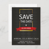 Elegante Black and Gold Gala Save the Date Ankündigungspostkarte (Vorne/Hinten)