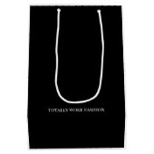 Elegante Black and Gold Gastgeschenk Hochzeit Gesc Mittlere Geschenktüte (Rückseite)