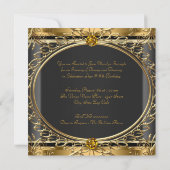 Elegante Black and Gold Geburtstagsparty Einladung (Rückseite)