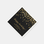 Elegante Black and Gold Geburtstagsparty Serviette (Ecke)