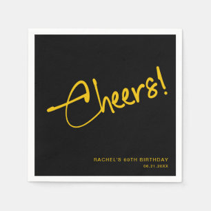 Elegante Black and Gold Geburtstagsparty Serviette