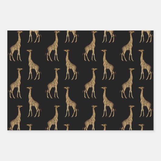 Elegante Black and Gold Giraffen  Geschenkpapier Set (Vorderseite 2)