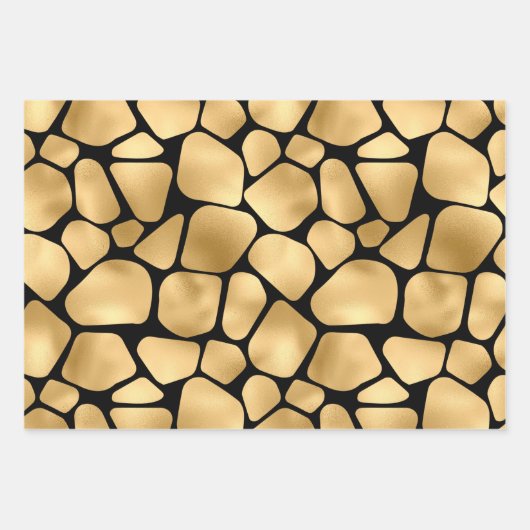 Elegante Black and Gold Giraffen  Geschenkpapier Set (Vorderseite)