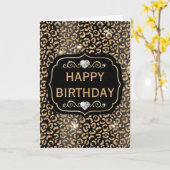 Elegante Black and Gold Glitzer Leopard Spots Karte (Gelbe Blume)