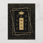 Elegante Black and Gold Graduation Party Ankündigungspostkarte (Vorderseite)