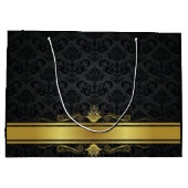Elegante Black and Gold große Geschenktasche Geschenktüte (Rückseite)