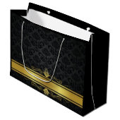 Elegante Black and Gold große Geschenktasche Geschenktüte (Vorderseite Schrägansicht)