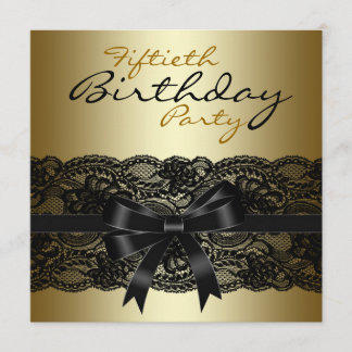 Elegante Black and Gold Lace Geburtstagsparty Einladung