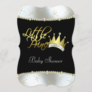 Elegante Black and Gold Little Prince Baby Dusche Einladung