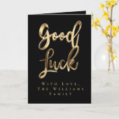 Elegante Black and Gold Look Script Viel Glück Karte (Gelbe Blume)