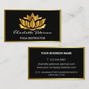 Elegante Black and Gold Lotus Business Card Visitenkarte
