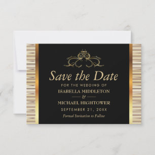Elegante Black and Gold Metallic Wedding Save The Date
