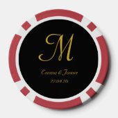 Elegante Black and Gold Monogram Script Hochzeit Pokerchips (Rückseite)