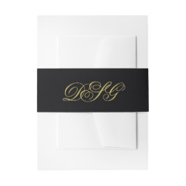 Elegante Black and Gold Monogram Wedding Einladungsbanderole