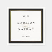 Elegante Black and Gold Monogram Wedding Serviette (Vorderseite)