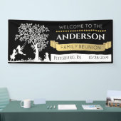 Elegante Black and Gold Personalisiert Family Wied Banner (Messe)