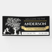 Elegante Black and Gold Personalisiert Family Wied Banner (Horizontal)