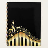 Elegante Black and Gold Piano Tastatur Planer (Vorderseite)