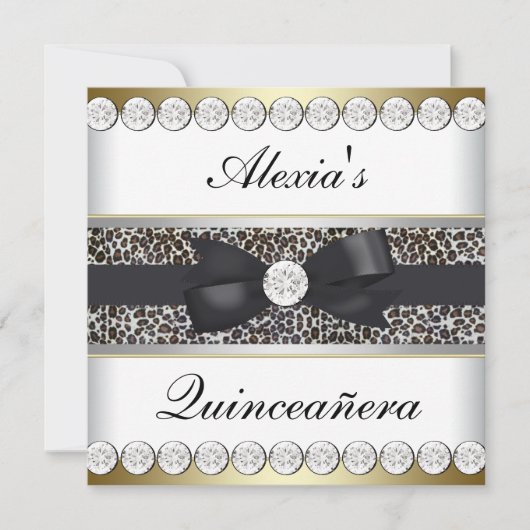 Elegante Black and Gold Quinceanera Einladung (Vorderseite)