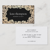 Elegante Black and Gold Rose Bloral Visitenkarte (Vorne/Hinten)