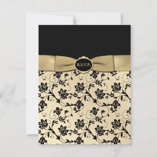 Elegante Black and Gold RSVP-Karte RSVP Karte (Vorderseite)