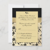 Elegante Black and Gold RSVP-Karte RSVP Karte (Rückseite)