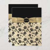Elegante Black and Gold RSVP-Karte RSVP Karte (Vorne/Hinten)
