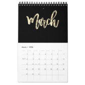Elegante Black and Gold Script Typografie Moderne Kalender (Mär 2026)