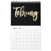 Elegante Black and Gold Script Typografie Moderne Kalender (Feb 2026)