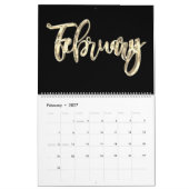 Elegante Black and Gold Script Typografie Moderne Kalender (Feb 2027)