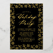 Elegante Black and Gold Snowflake Folieneinladung (Vorderseite)