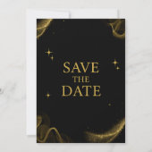Elegante Black and Gold Sparkle Save the Date Kart (Rückseite)